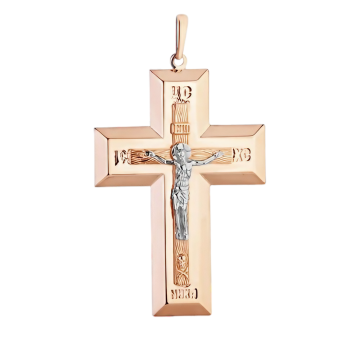 Cross from red and white gold of 585 assay value 