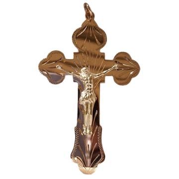 Cross from red gold of 585 assay value 