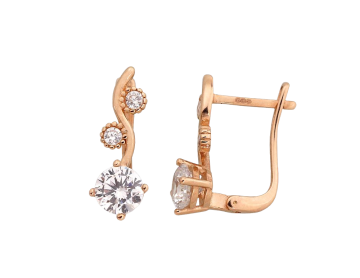 Kinder Ohrringe aus Rotgold 585° (14K) mit Zirkonia 