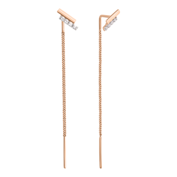 Ohrhänger als Durchzieher aus Rotgold 585° mit Zirkonia 