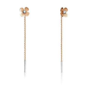 Earrings in red gold of 585 assay value 