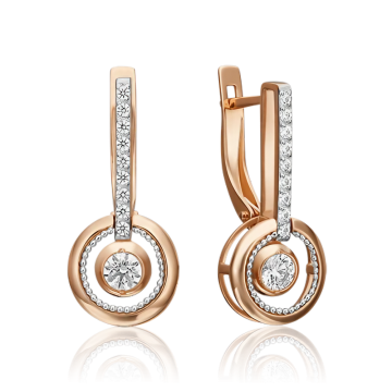 Earrings in red gold with cubic zirconia 