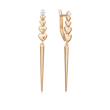 Earrings in red gold with cubic zirconia 