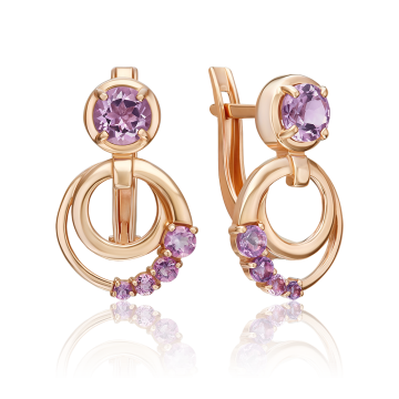 Ohrringe aus Rotgold 585° mit Amethyst 