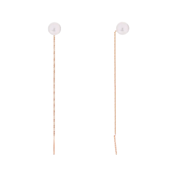 Earrings as pull-through in red gold of 585 assay value with natutal pearl 