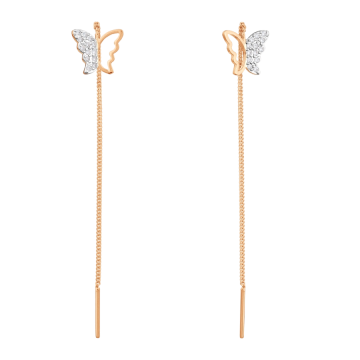 Ohrhänger als Durchzieher "Schmetterling" aus Rotgold 585° mit Zirkonia 