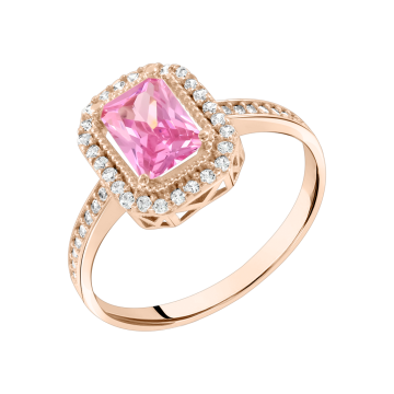 Кольцо женское из красного золота 585 пробы с фианитами 