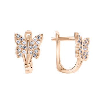 Zarte Kinderohrringe aus Rotgold 585° mit funkelnden Zirkonia 