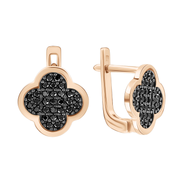 Earrings in red gold with cubic zirconia 