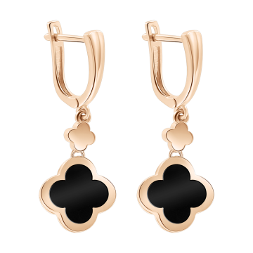 Earrings in red gold of 585 assay value with enamel 