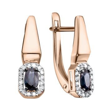 Ohrringe aus Rotgold 585° mit Brillanten und Saphir 