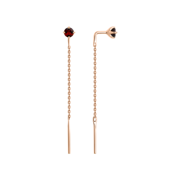 Серьги-протяжки из 14-каратного розового золота с гранатом 