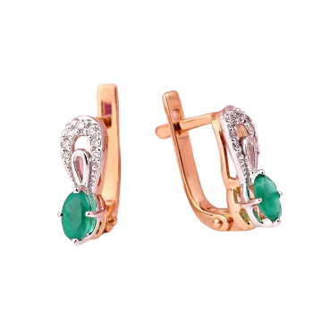 Goldohrringe mit Diamanten und Chrysopras 