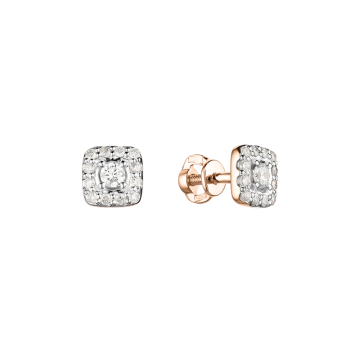 Earrings in red gold of 585 assay value with diamonds 