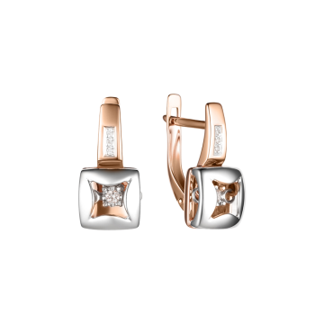 Earings in 585er Red/White Gold with Dancing Diamond 