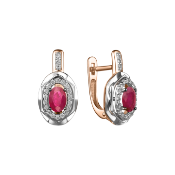 Ohrringe aus Rot-/Weißgold 585 585° mit Brillanten und Rubin 