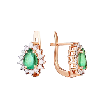 Klassische Goldohrringe mit Diamanten und Smaragden 