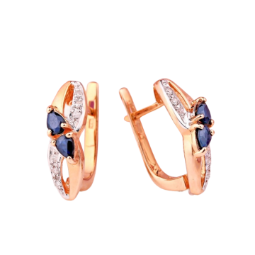 Ohrringe aus Rotgold 585° mit Brillanten und Saphir 
