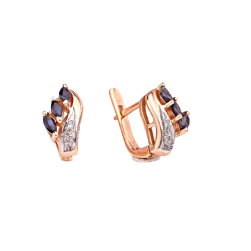 Ohrringe aus Rotgold 585° mit Brillanten und Saphir 