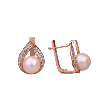 Ohrringe aus Rotgold 585° mit echte Perlen 