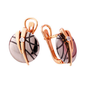 585 Rotgold Ohrringe mit Diamanten und Keramik 