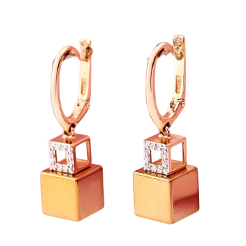 585 Rotgold Ohrringe mit Diamanten und Keramik 