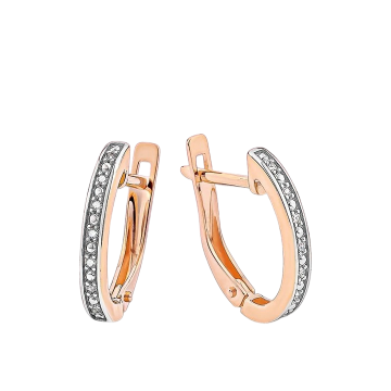 Goldene Ohrringe mit Diamanten aus 585 Rotgold 