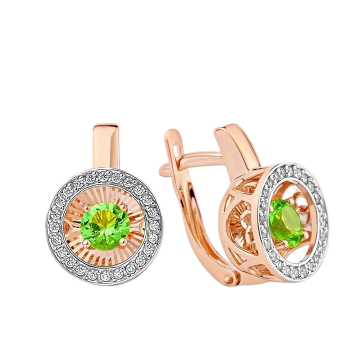 585 Gold Ohrringe mit tanzendem Peridot und Zirkonia 