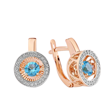 585 Gold Ohrringe mit tanzendem Topas und Zirkonia 