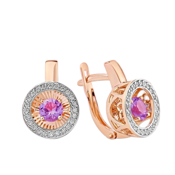 Goldohrringe 585 Tanzender Amethyst Zirkonia 