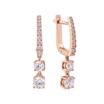 Goldohrringe mit Zirkonia aus 585er Rotgold 