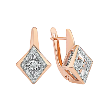 Ohrringe aus Rot/ Weißgold 585er mit Tanzendem Diamanten 