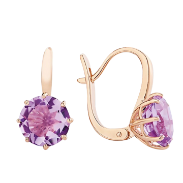 Zarte Goldohrringe mit edlem Amethyst – wahre Verkörperung von Weiblichkeit! 