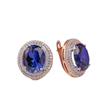 Ohrringe aus Rotgold 585° mit Brillanten und Saphir 