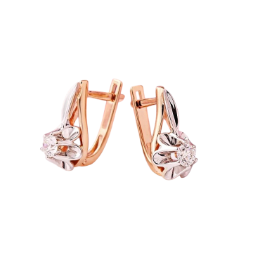 Goldene Ohrringe mit Diamanten aus 585 Gold 