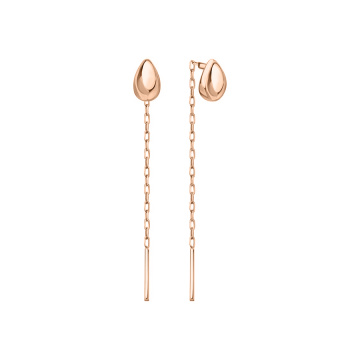 Earrings in red gold of 585 assay value 
