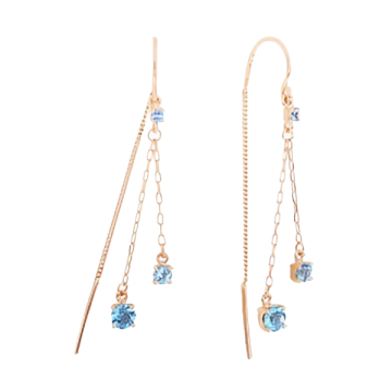 Earrings in red gold of 585 assay value with blue topaz 