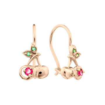 Kinder Ohrringe aus Rotgold 585° (14K) mit Zirkonia 