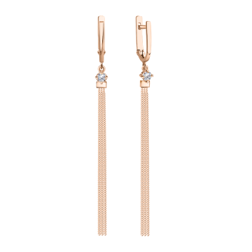 Earrings in red gold with cubic zirconia 
