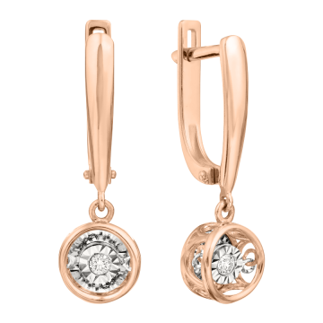 Einzigartige Hängeohrringe aus Weiß- und Rotgold 585 mit tanzenden Diamanten! 