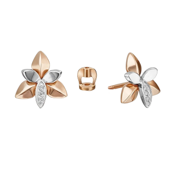 Серьги в красном золоте 585 пробы с бриллиантами 