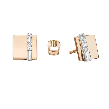 Серьги из красного золота 585 пробы с фианитами 