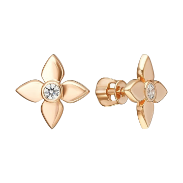 Earrings in Red gold 585 - Zirconia 