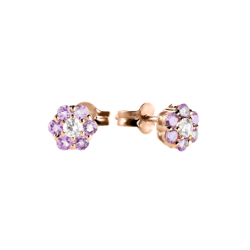 Ohrringe aus Rotgold 585° mit Amethyst, Zirkonia 