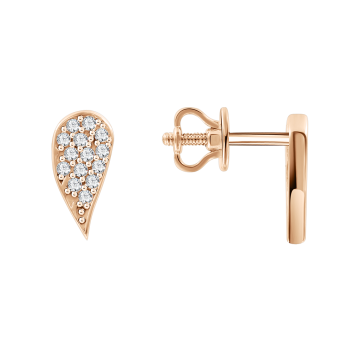 Infant earrings in red gold of 585 assay value with zirconia 