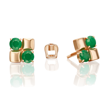 Ohrstecker aus Rotgold 585° mit Smaragd 