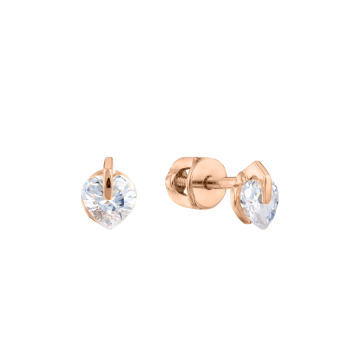 Earrings in red gold with cubic zirconia 