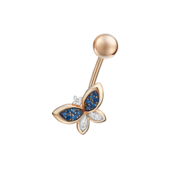 Пирсинг для пупка из красного Золота 585 пробы с Фианитом 