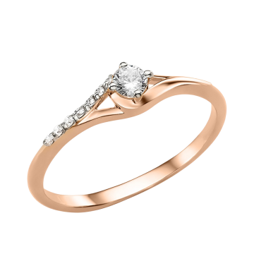 Damenring aus Rotgold 585° mit Zirkonia 