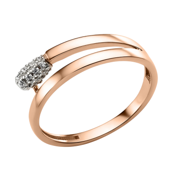 Damenring aus Rotgold 585° mit Zirkonia 